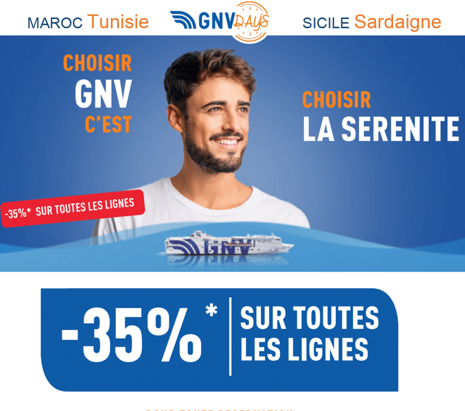 gnv 35dereduction lacentrale des ferries sete tanger sete nador genes tunis genes palerme