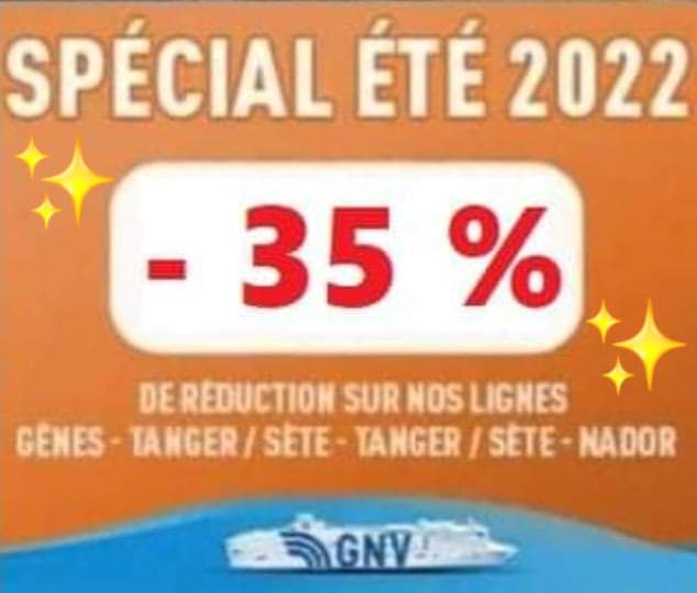 Billet bateau maroc promotion été 2022