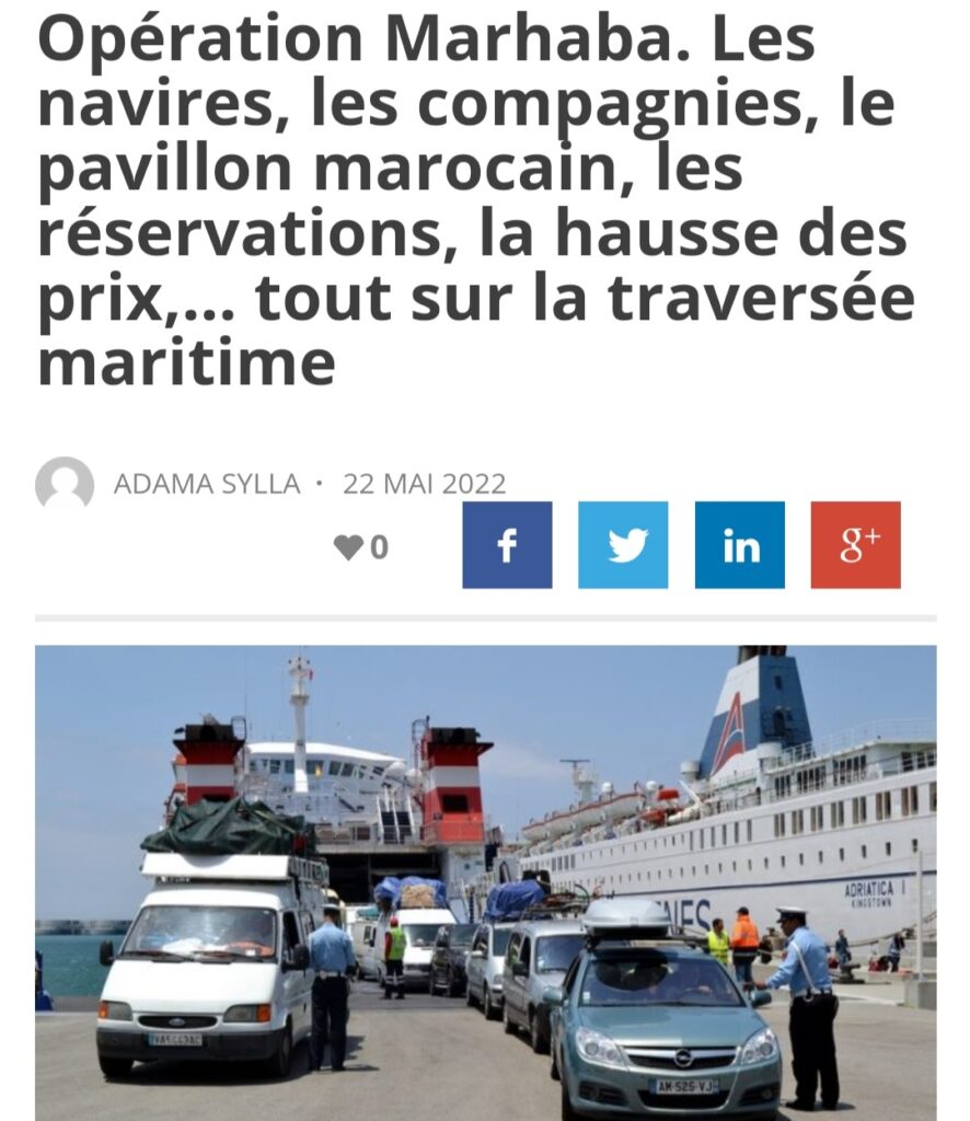 Opération Marhaba été 2022, les compagnies maritimes